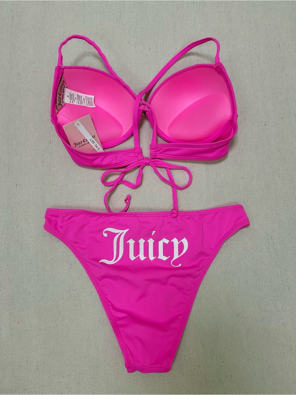 Juicy Couture Bright Pink Logo Bikini Set Size M